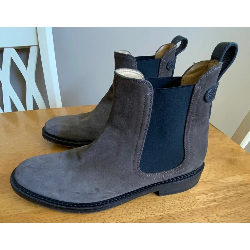 George Brown Bilt Grey Brown Suede Chelsea Boots Mens Size 9M Italy Sample Shoe